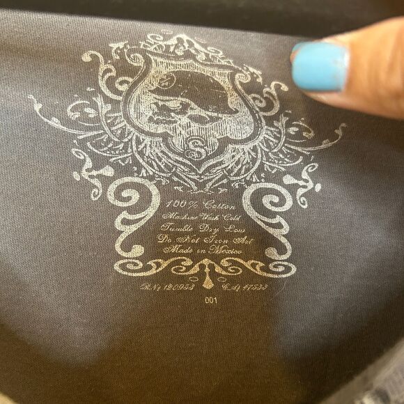 Grunge METAL MULISHA Shirt Womens Small Gray Purple Skull Y2K Goth Distressed 90 - Picture 5 of 7